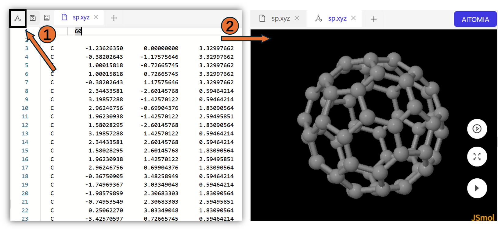 Visualize molecule on Aitomistic Hub.