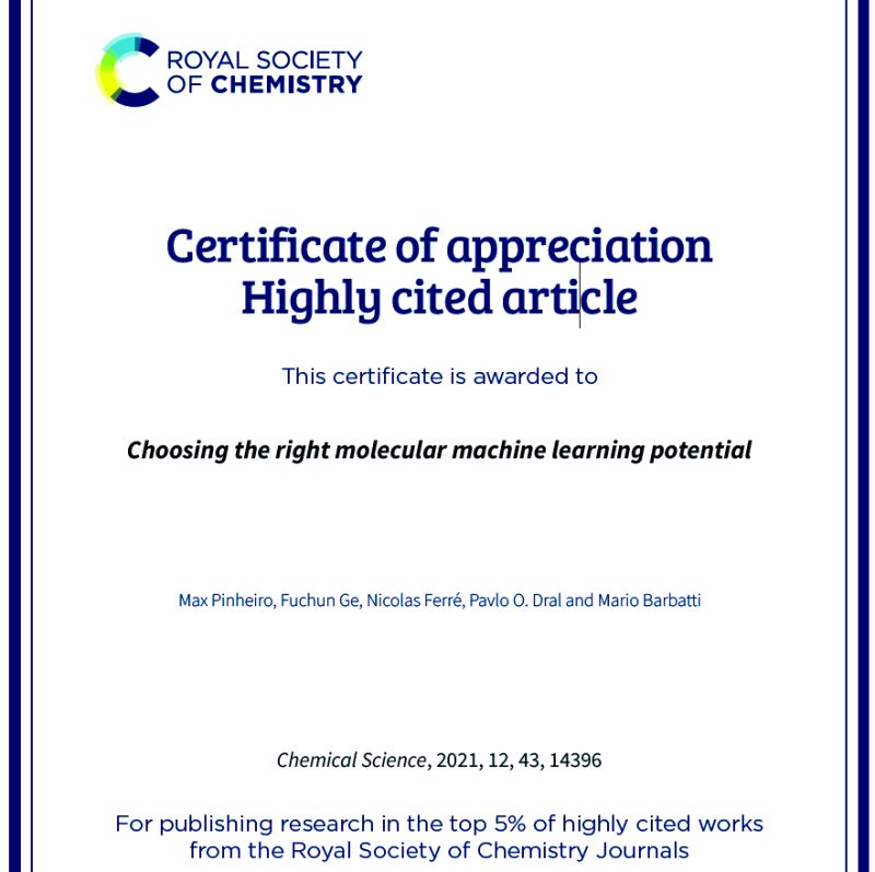 Highly cited paper in Chemical Science